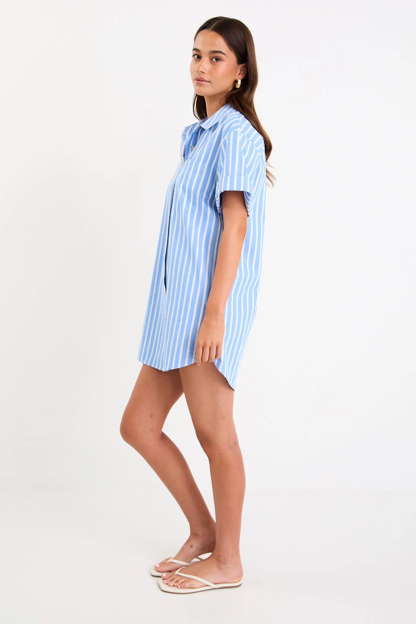 Mykonos Blue Mini Shirt Dress