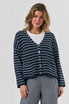 Stripe Cardi in Blanc Bleu