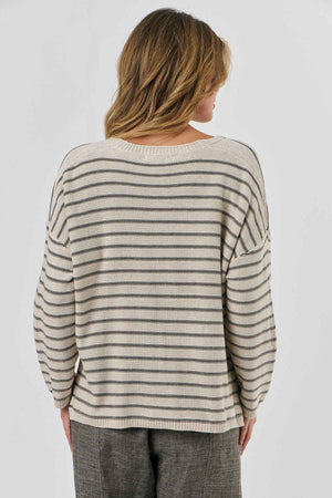 Stripe Cardi in Hessian