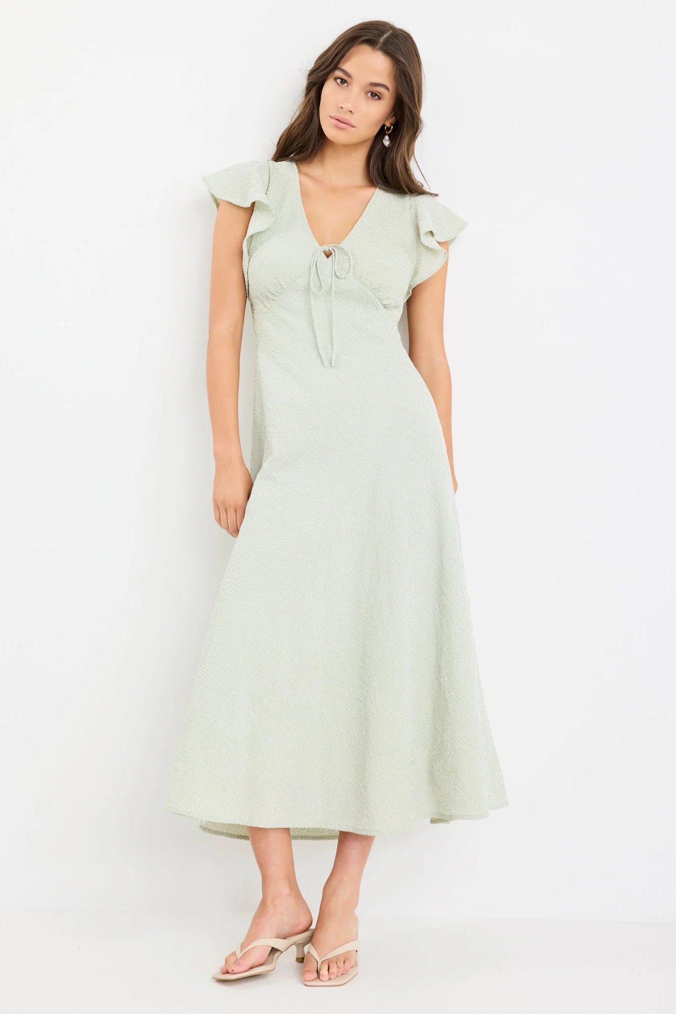 Ovation Sage Gingham Midi Dress