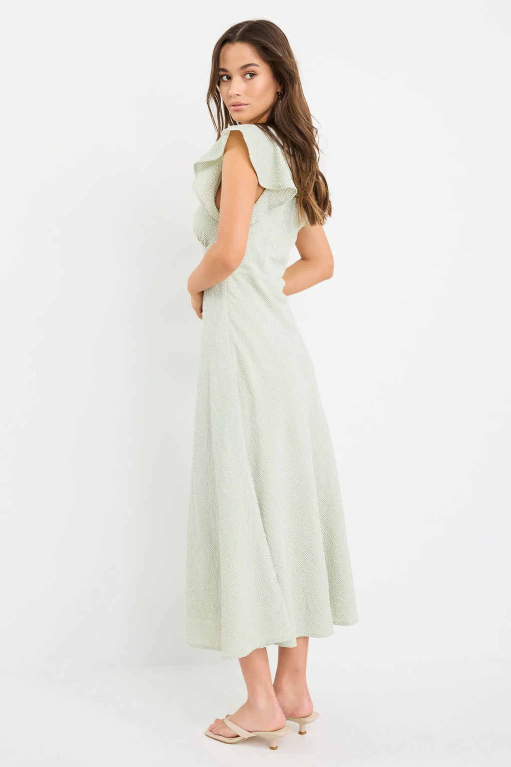 Ovation Sage Gingham Midi Dress