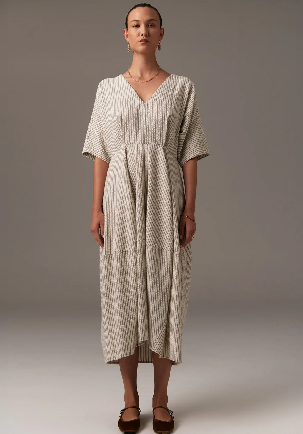 Ringo Tulip Dress in Pinstripe
