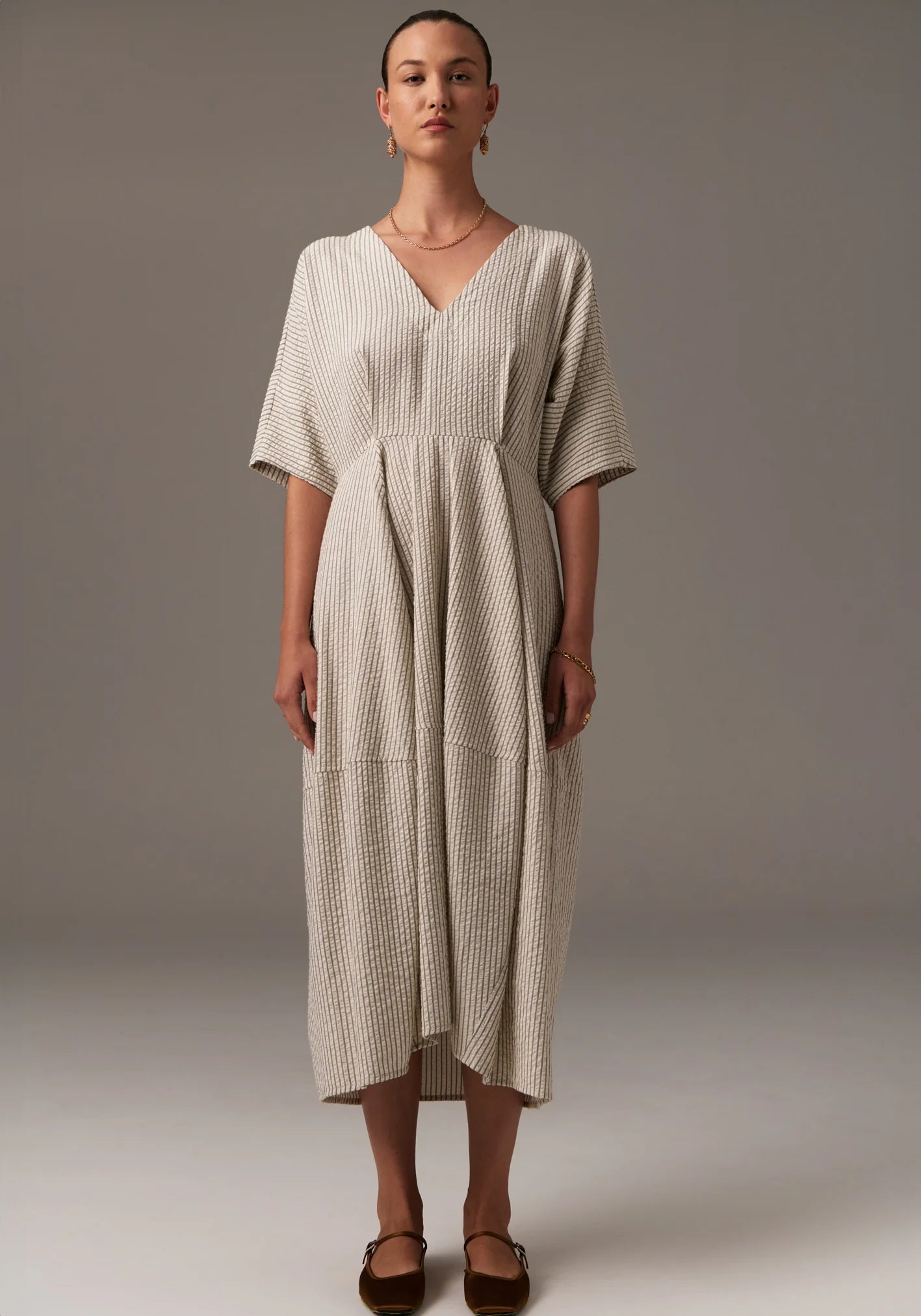 Ringo Tulip Dress in Pinstripe