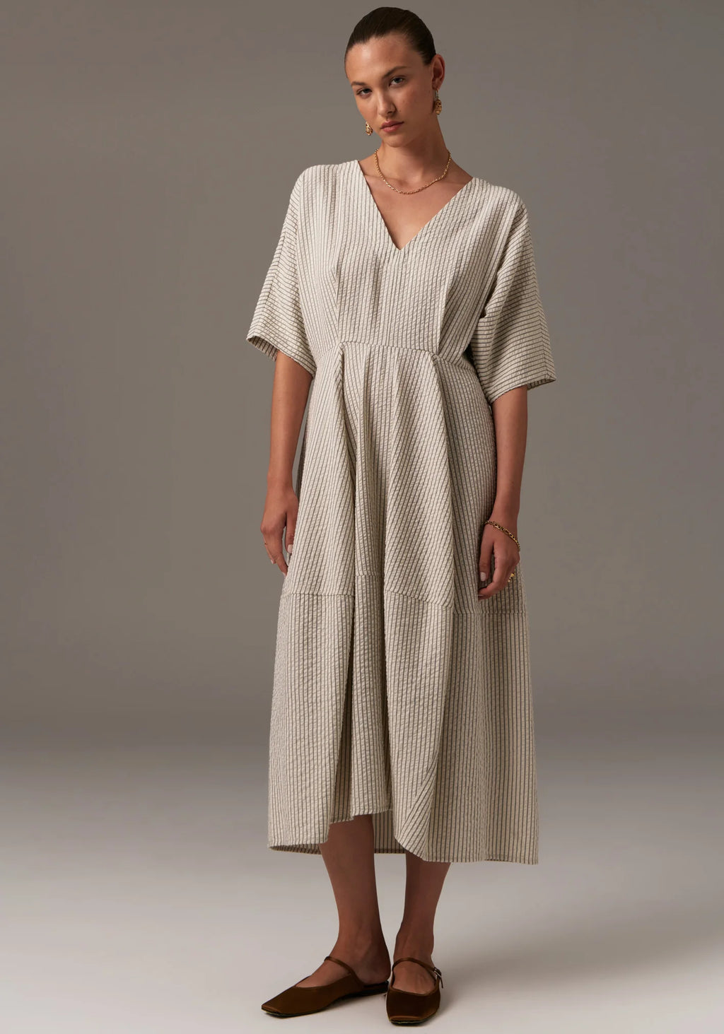 Ringo Tulip Dress in Pinstripe