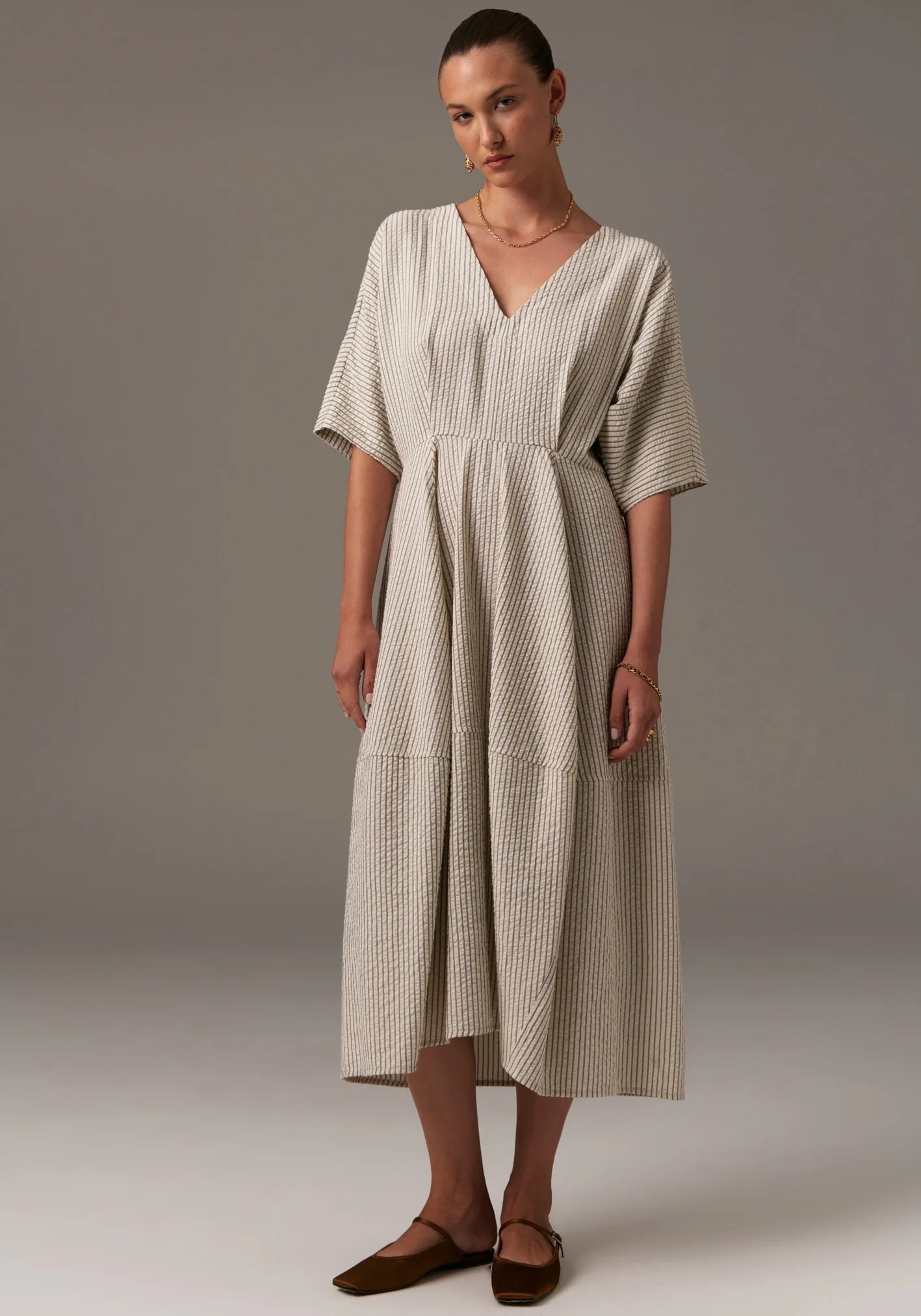 Ringo Tulip Dress in Pinstripe