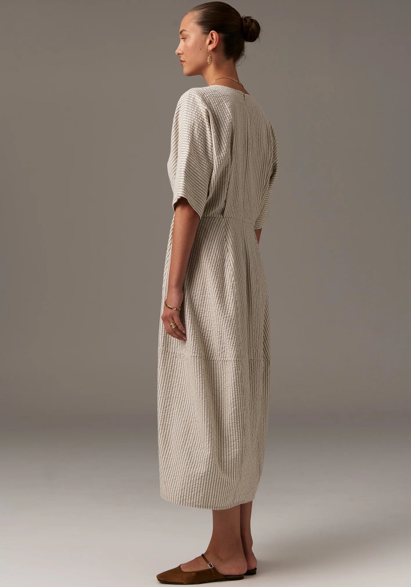 Ringo Tulip Dress in Pinstripe