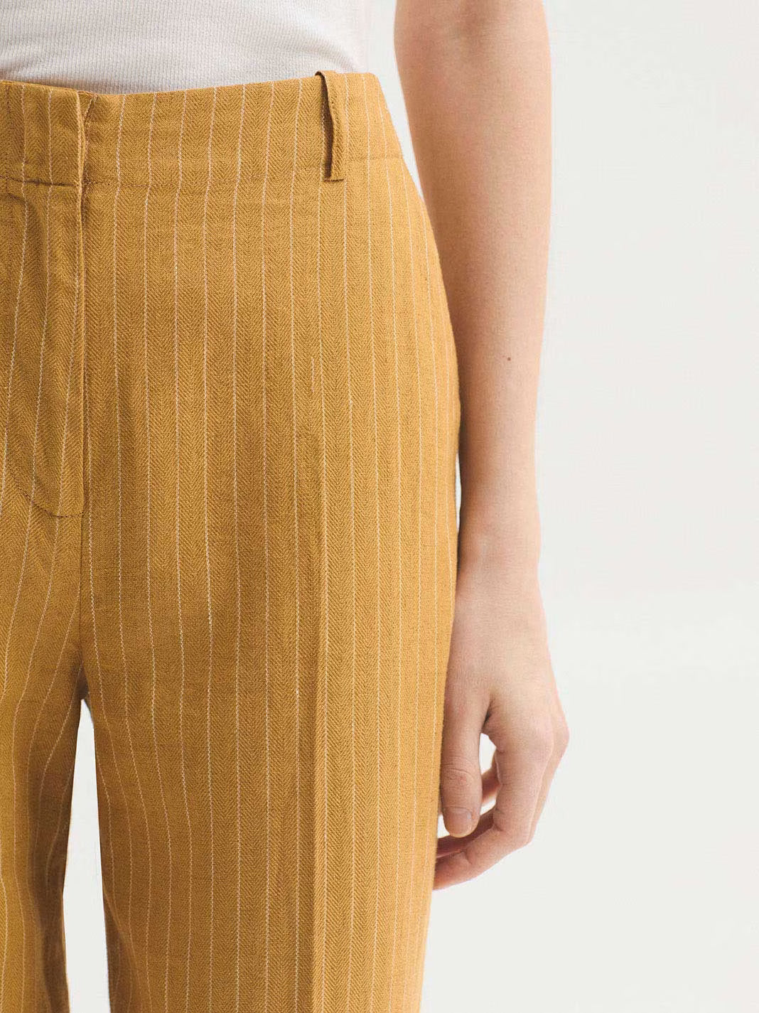 Linen-Cotton Pinstripe Trousers - Nice Things