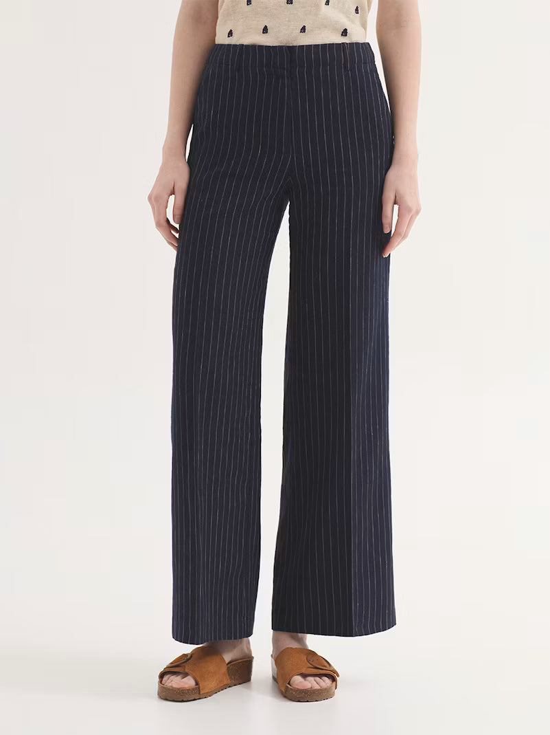 Linen-Cotton Pinstripe Trousers - Nice Things