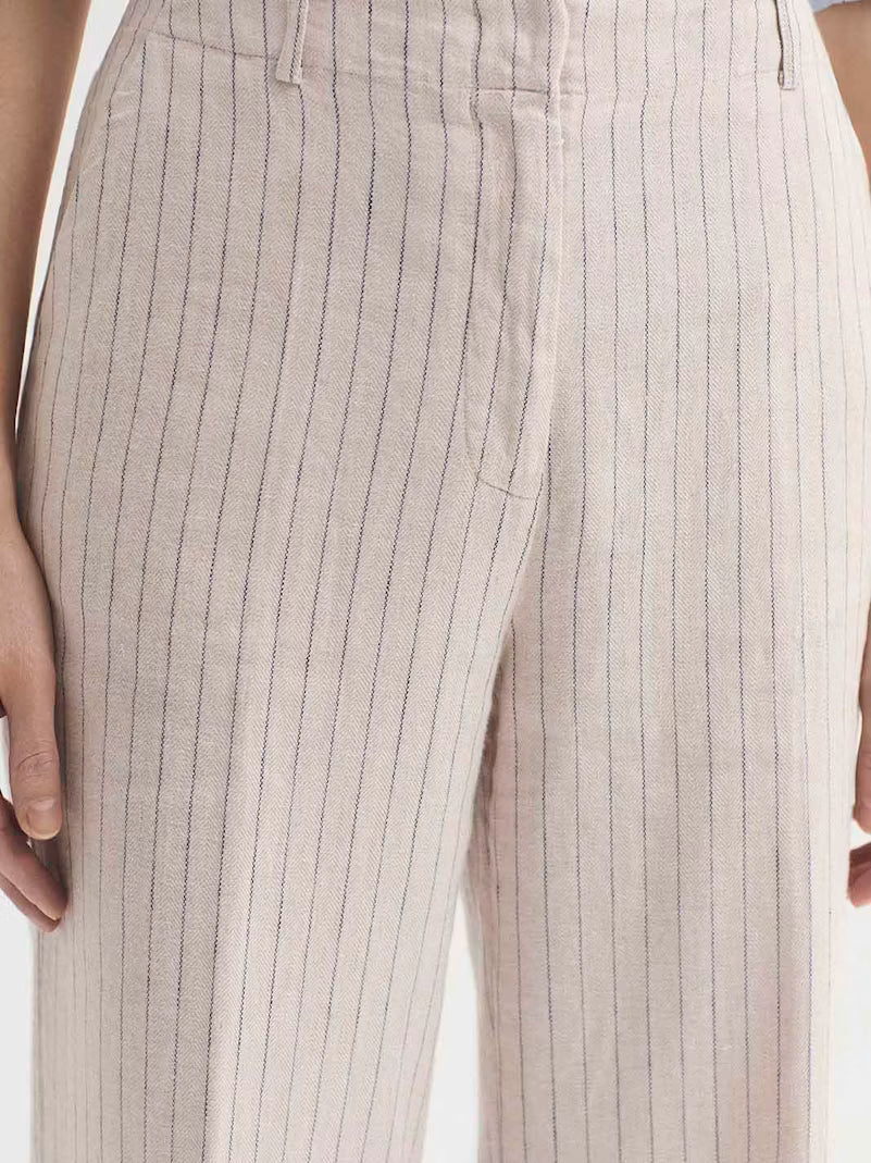 Linen-Cotton Pinstripe Trousers - Nice Things