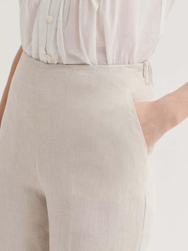 Linen-cotton Herringbone Jacquard Pants - Nice Things