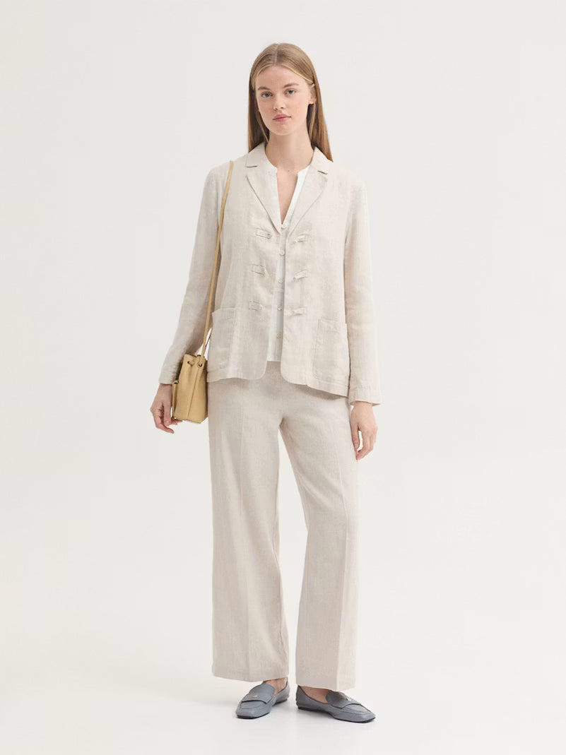 Linen-cotton Herringbone Jacquard Pants - Nice Things
