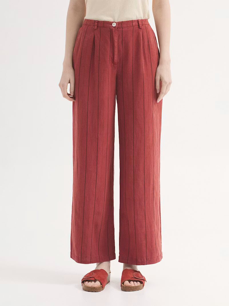 Overdyed Striped Tencel Pants - Nice things