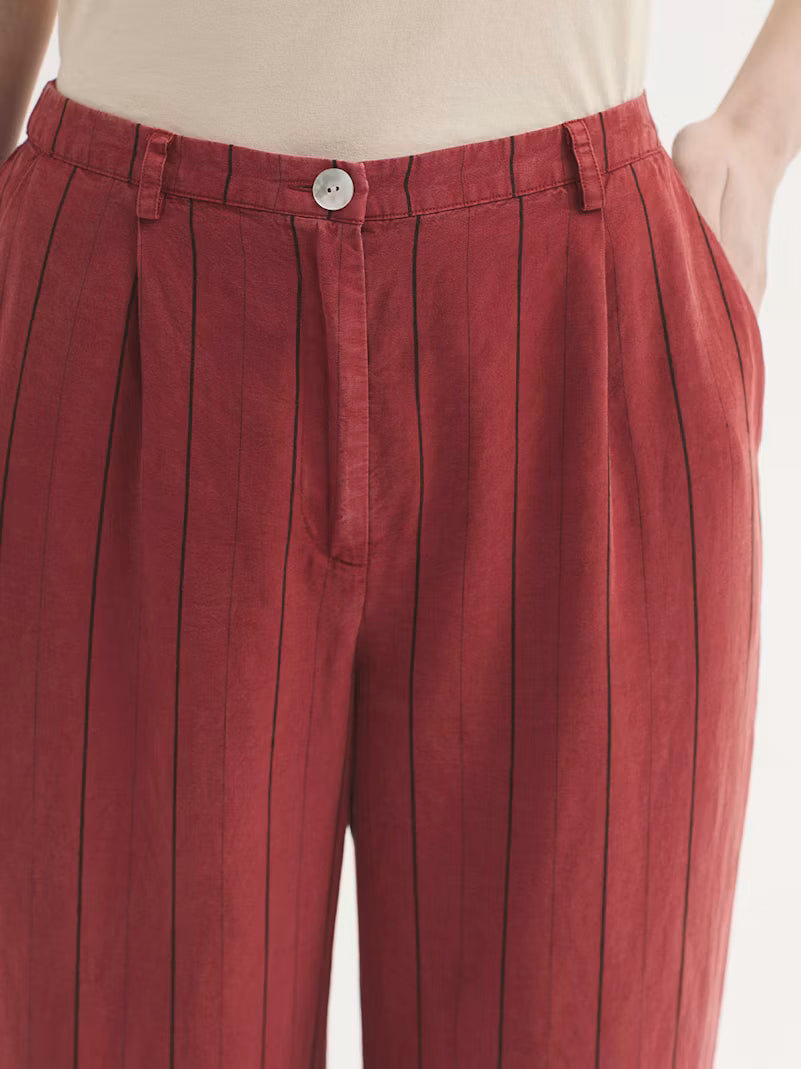 Overdyed Striped Tencel Pants - Nice things