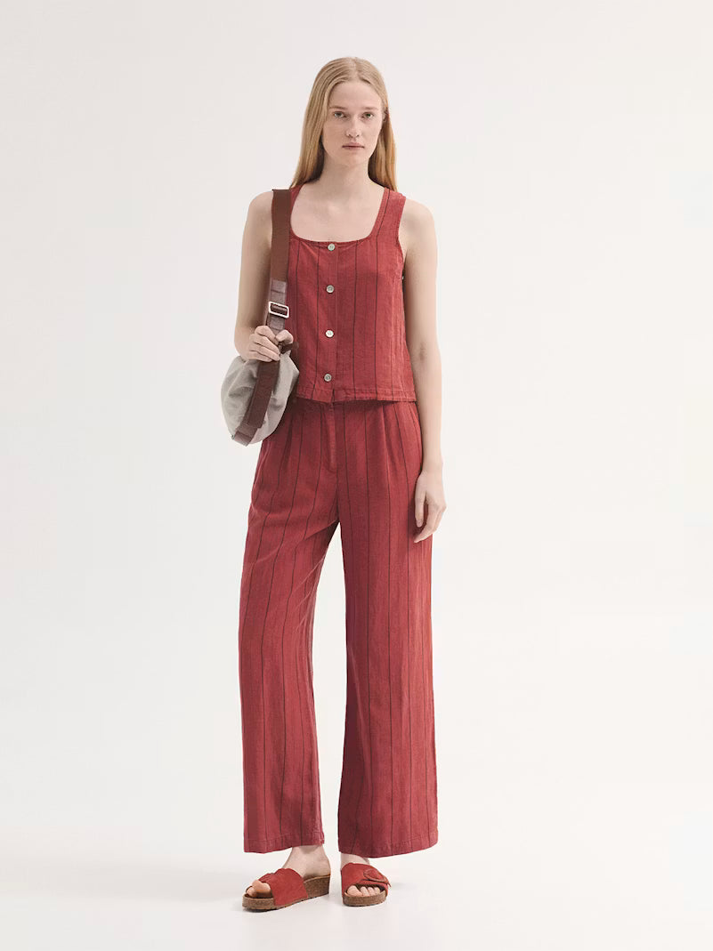 Overdyed Striped Tencel Pants - Nice things