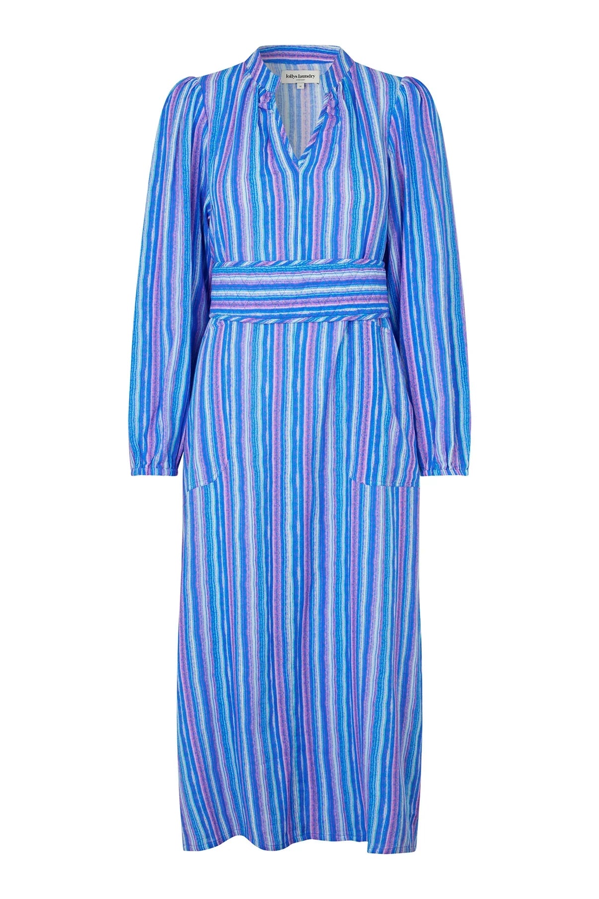 Paris Midi Dress in Multi Blue