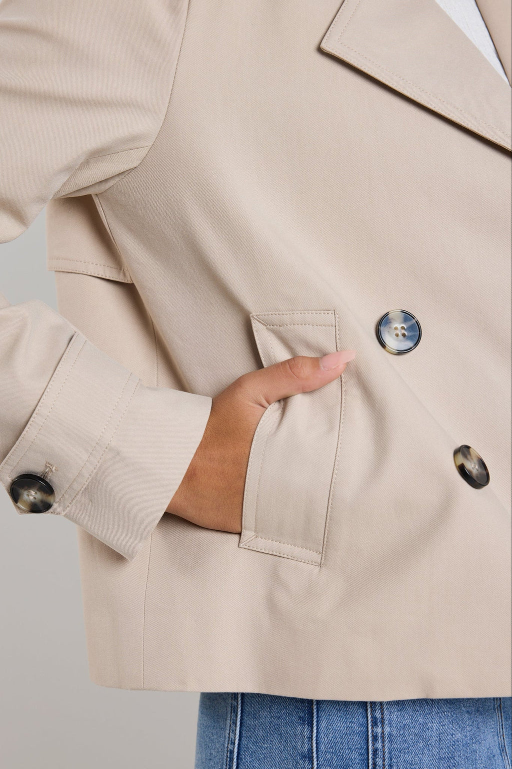 Pathway Taupe Cropped Trench Jacket