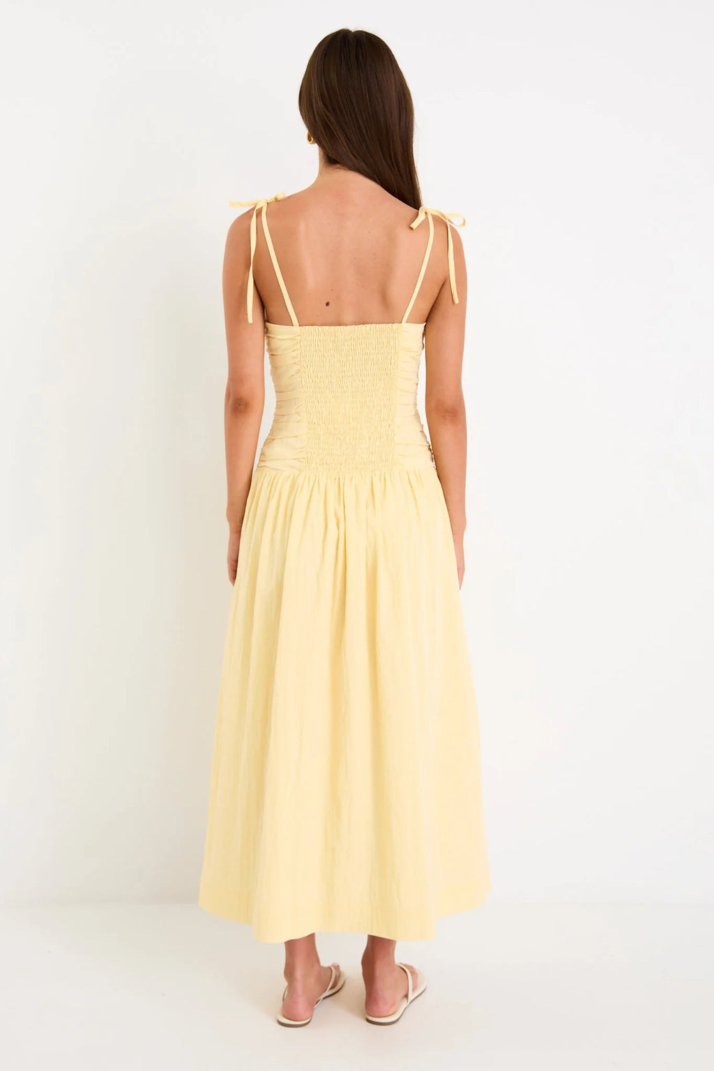 Pisa Butter Tie Strap Pleated Body Maxi Dress