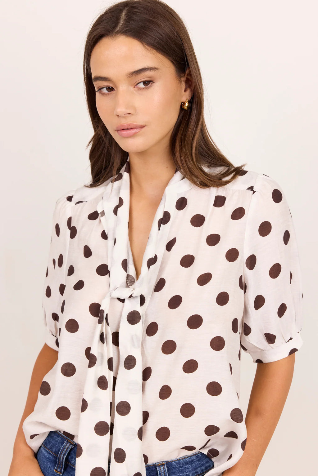 Providence Tie Neck Short Sleeve Top - Stories Be Told