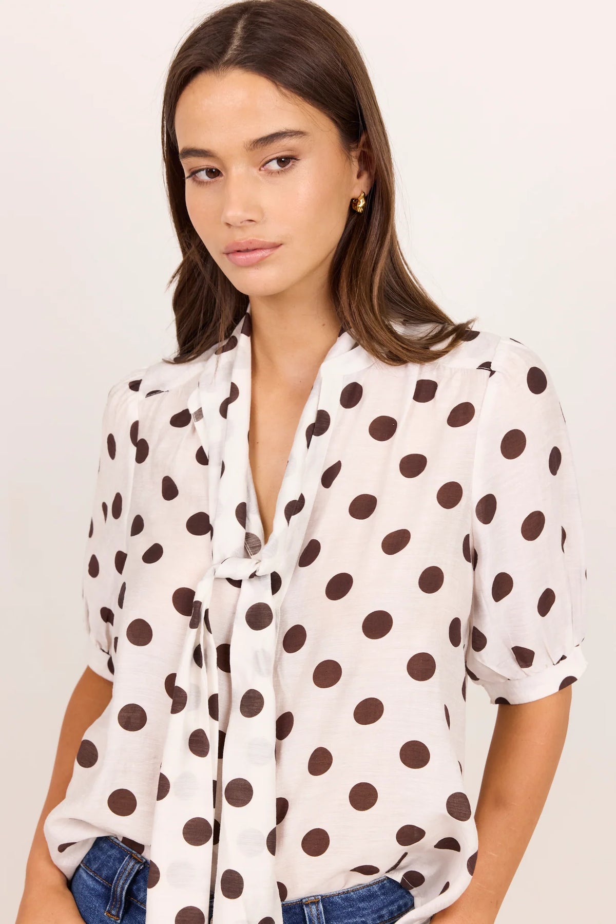 Providence Tie Neck Short Sleeve Top - Stories Be Told