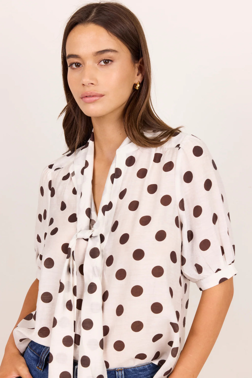 Providence Tie Neck Short Sleeve Top - Stories Be Told