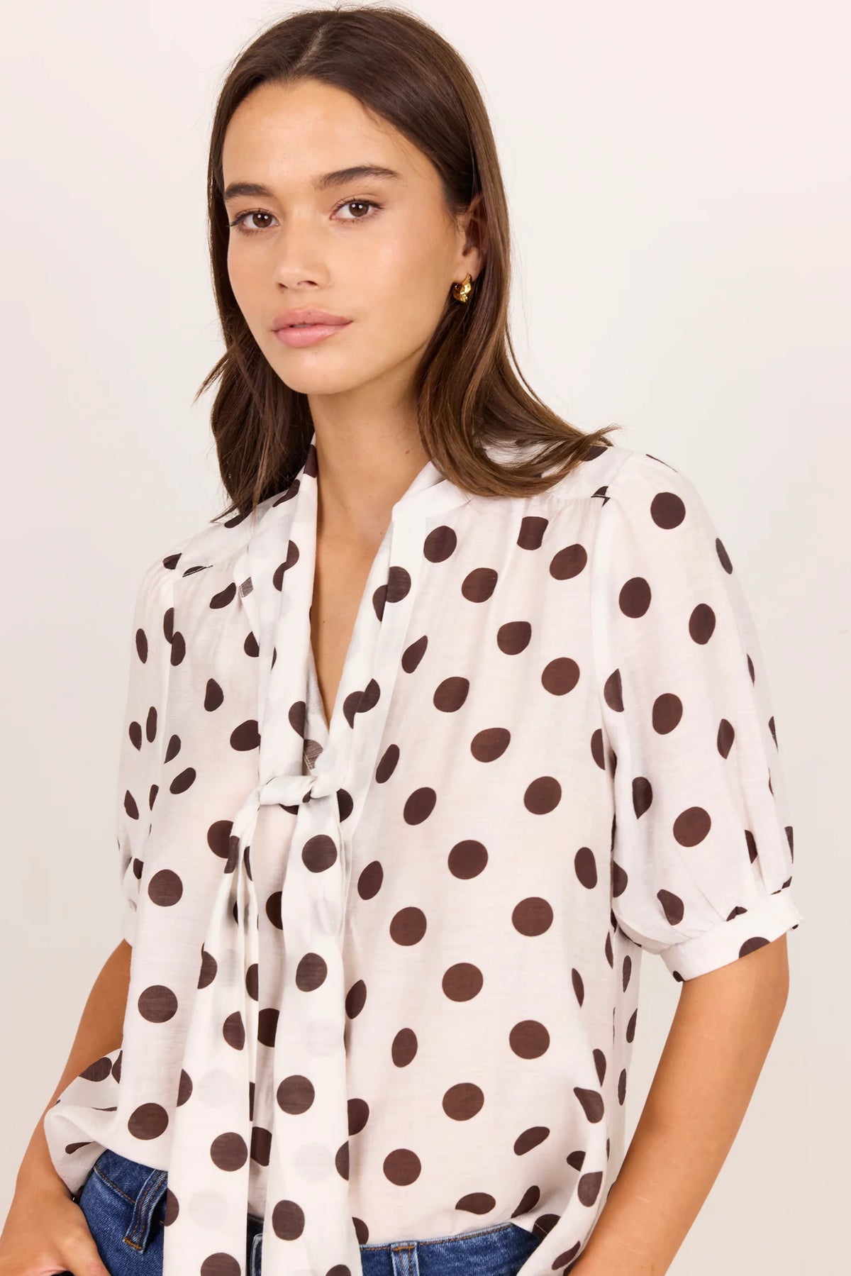Providence Tie Neck Short Sleeve Top - Stories Be Told