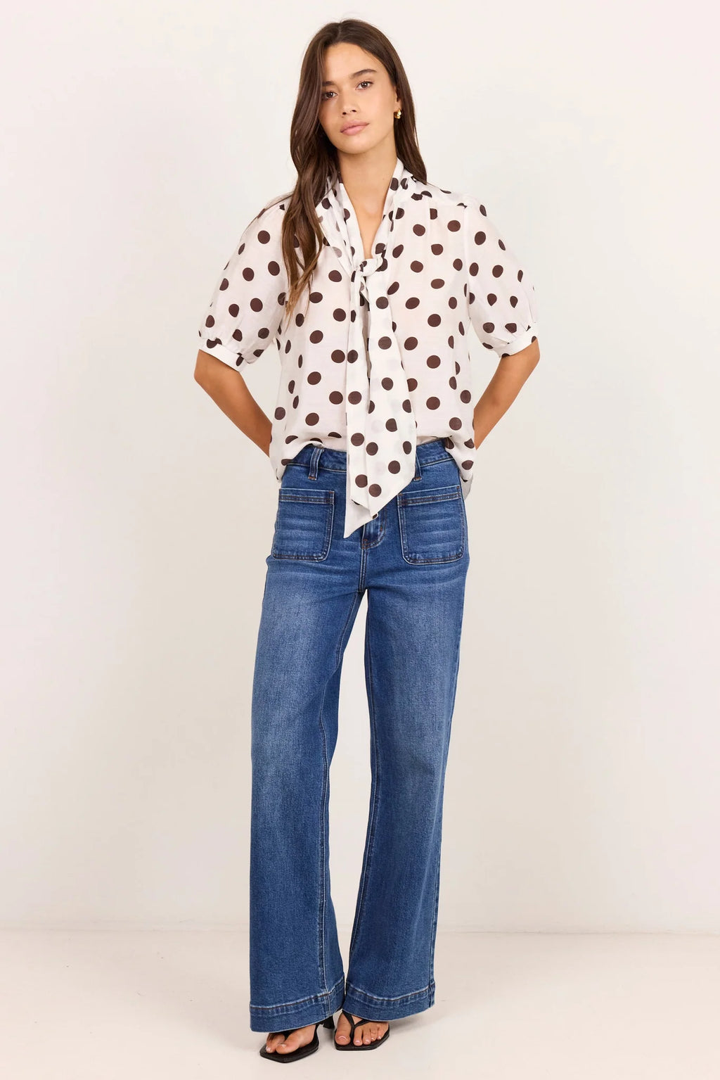 Providence Tie Neck Short Sleeve Top - Stories Be Told