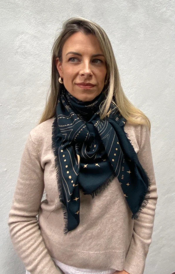 The Quin Wool + Silk Scarf. Dark Hampton