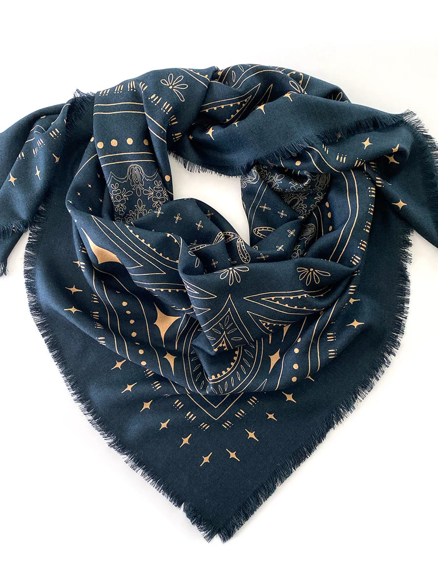 The Quin Wool + Silk Scarf. Dark Hampton