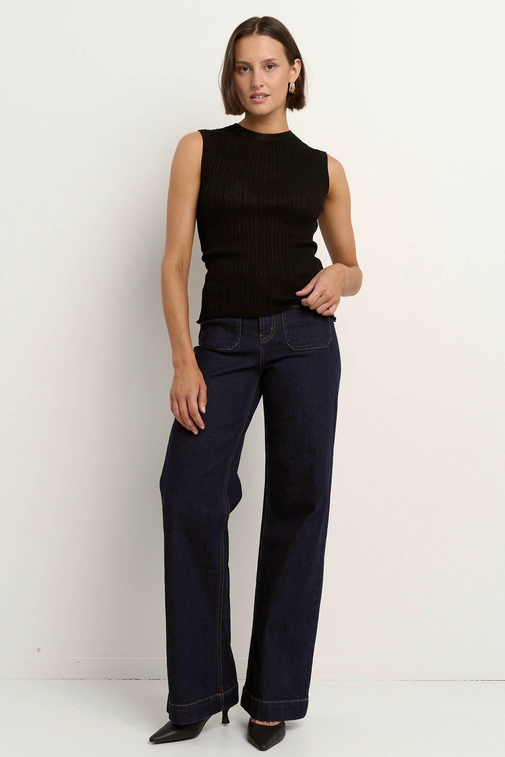 Radius Black Sheer Rib knit Tank