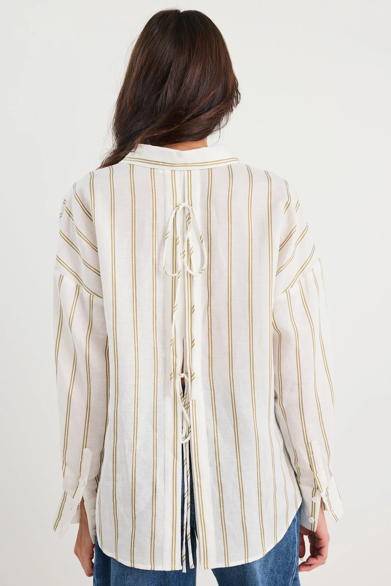 Reveal Khaki Stripe Tie Back Shirt