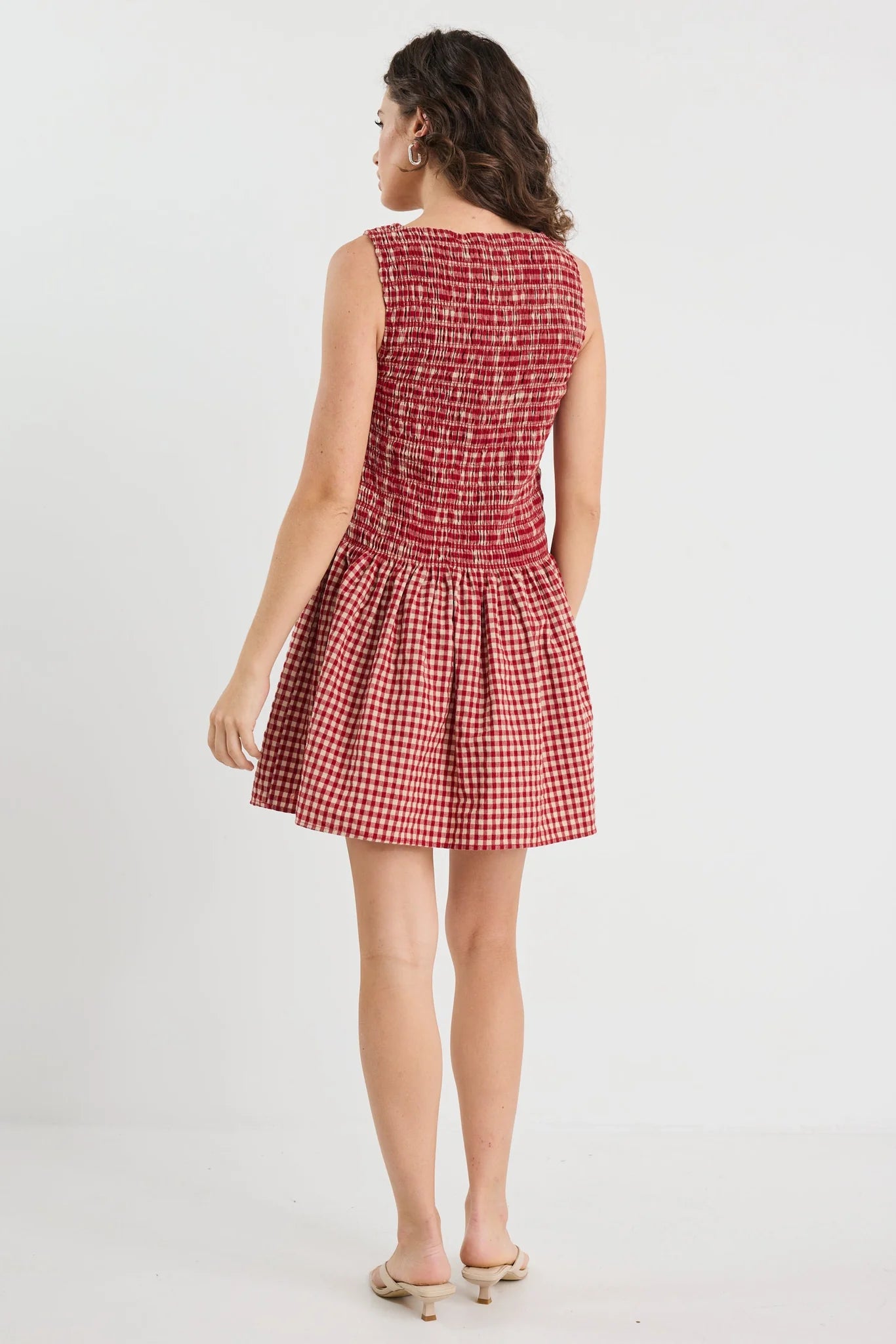 Rowan Red Gingham Shirred Body Mini Dress Ivy+Jack