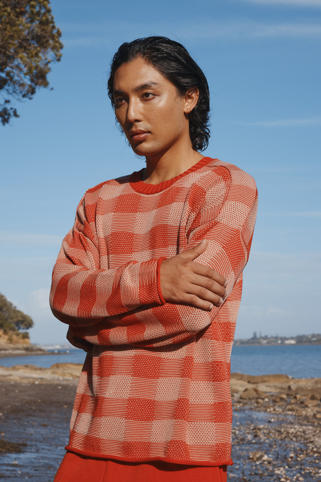 Cotton universal plaid pullover Standard issue
