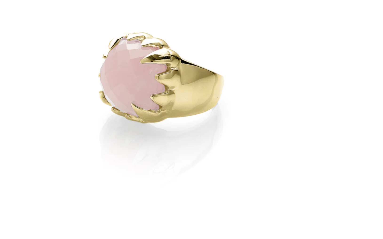 Stolen girlfriends club claw ring rose quartz gold plated