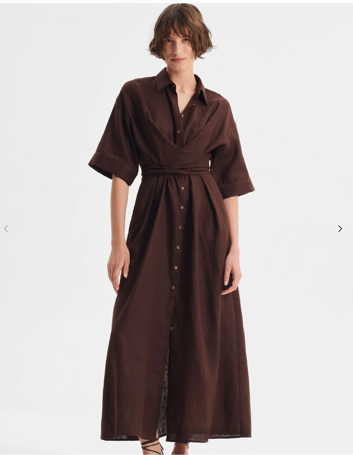 Harriet Linen Dress Chocolate