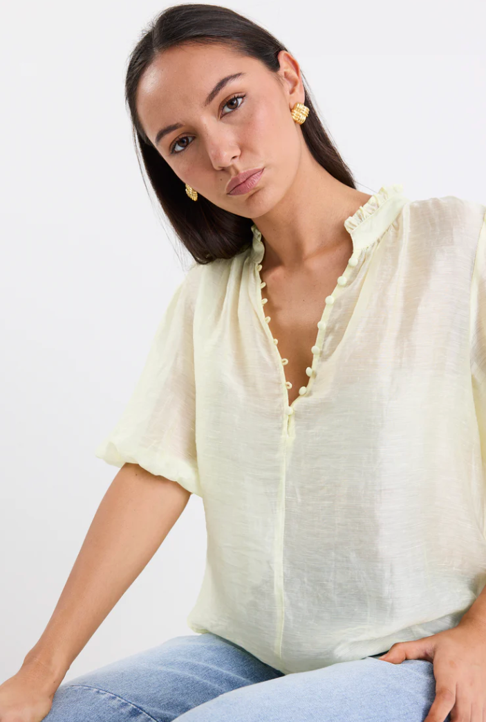 Closure Sunshine Sheer High Neck Buttoned Top