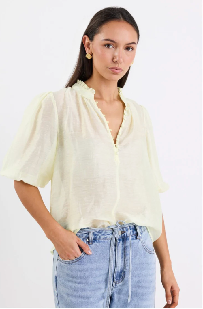 Closure Sunshine Sheer High Neck Buttoned Top