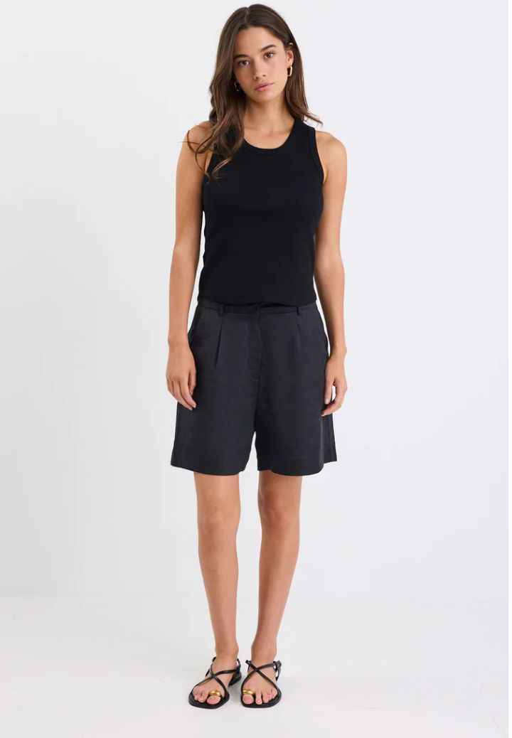 Literal linen pleat front short Stories be told