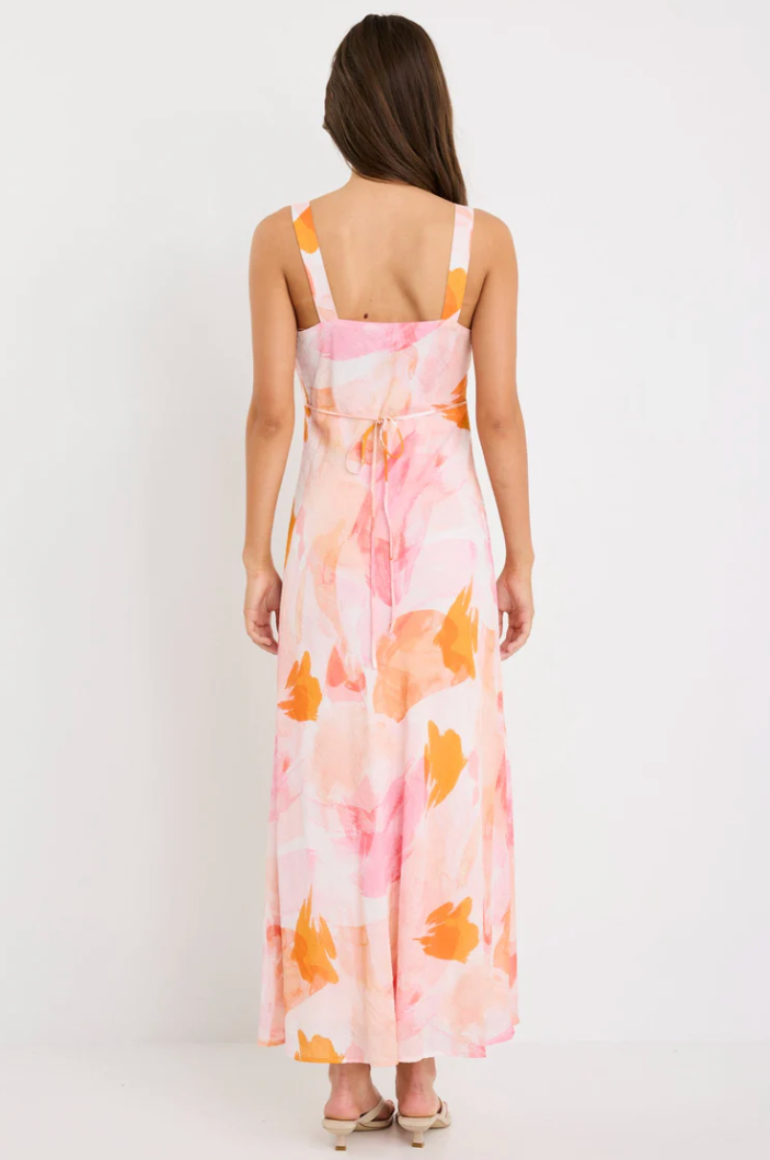 Romance sunset print strappy floaty maxi dress
