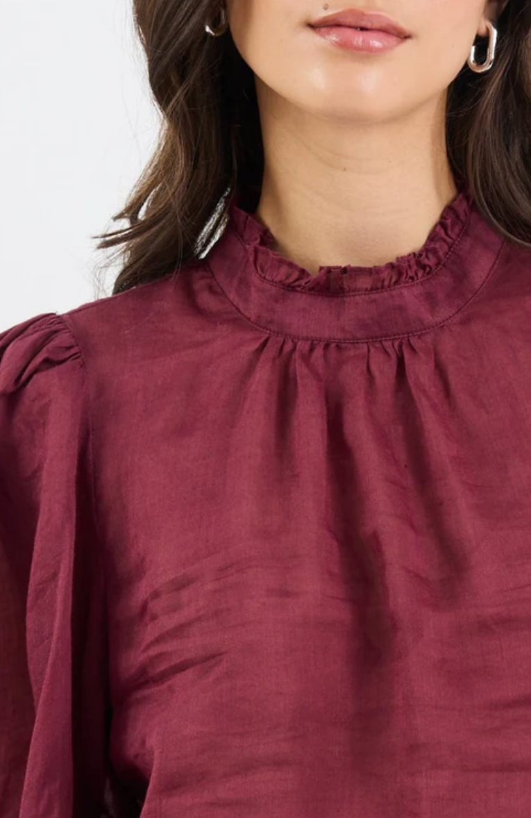 Poet Sheer Long Sleeve High Neck Top. By Rosa