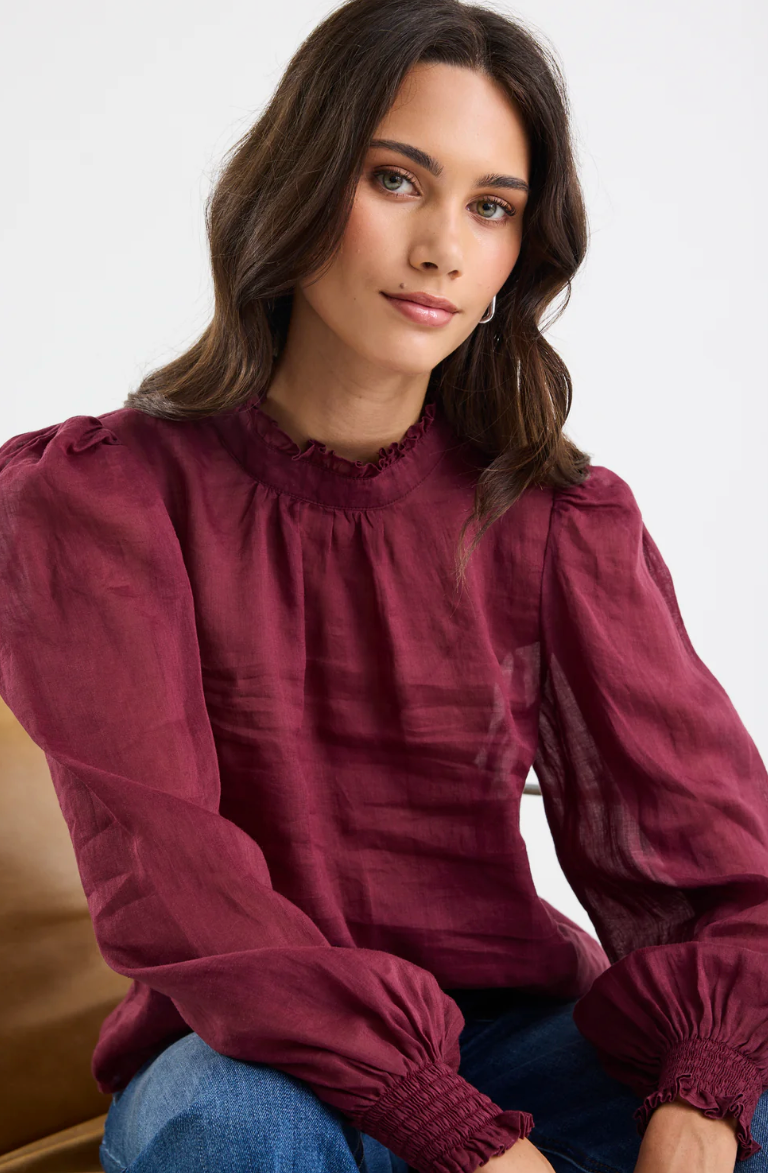 Poet Sheer Long Sleeve High Neck Top. By Rosa