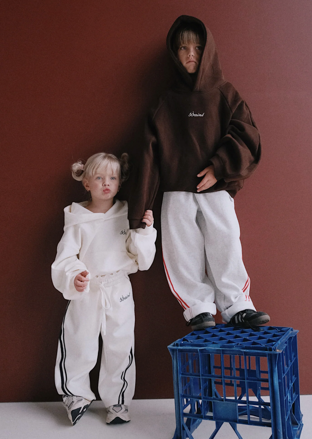 SŚAINT Kids Barrel Pants - Butter/Navy