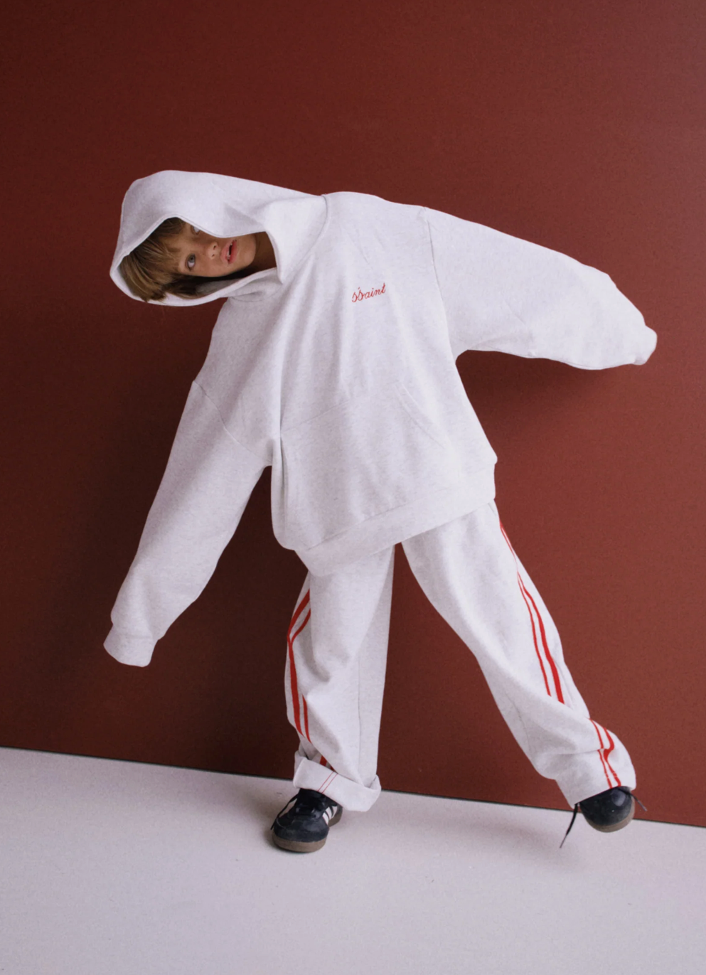 SŚAINT Kids Barrel Pants - Grey/Red