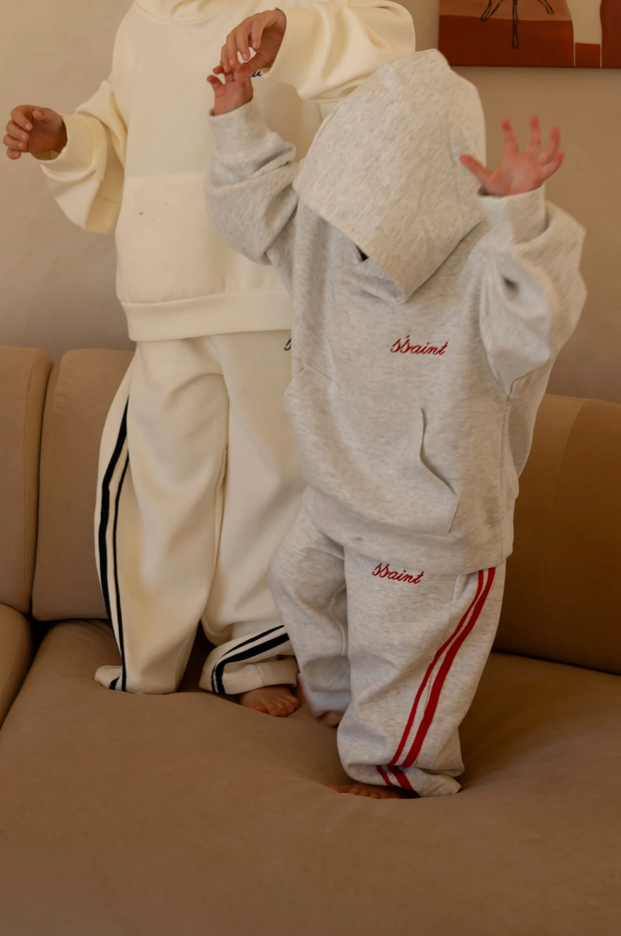 SŚAINT Kids Barrel Pants - Grey/Red