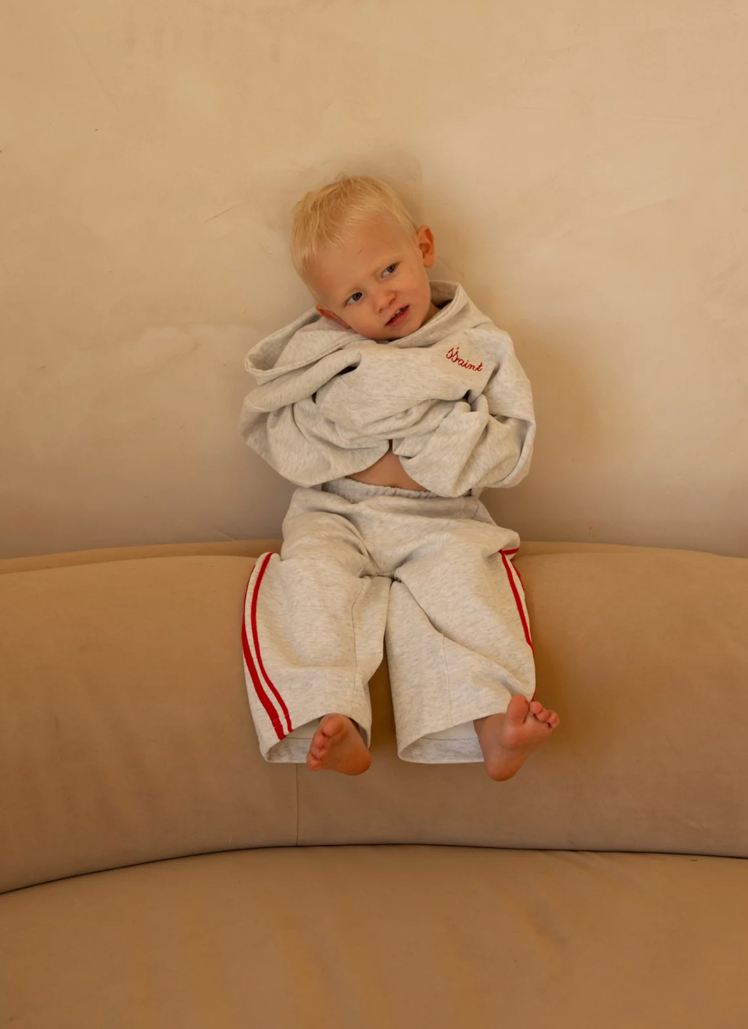 SŚAINT Kids Barrel Pants - Grey/Red