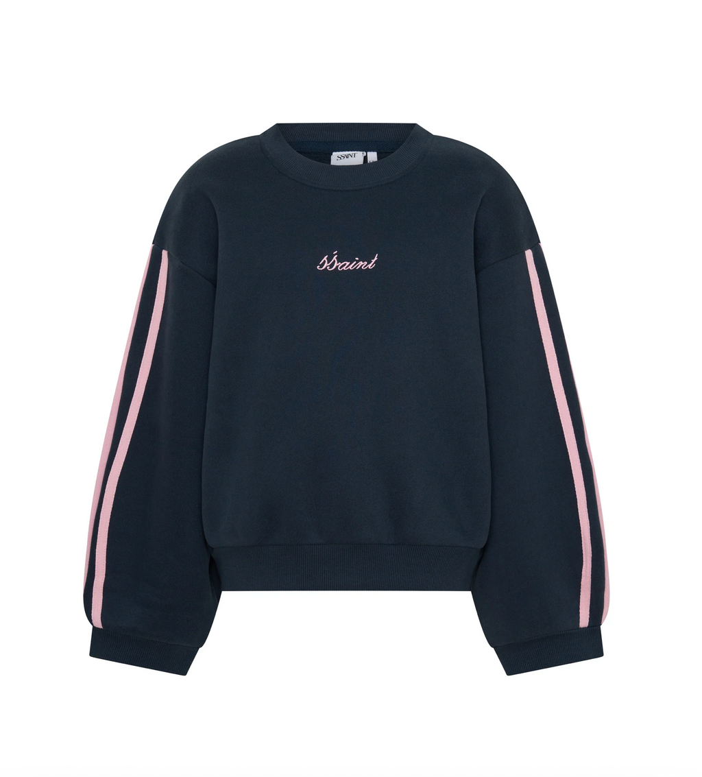 SŚAINT Kids Fleece Crew - Navy/Pink