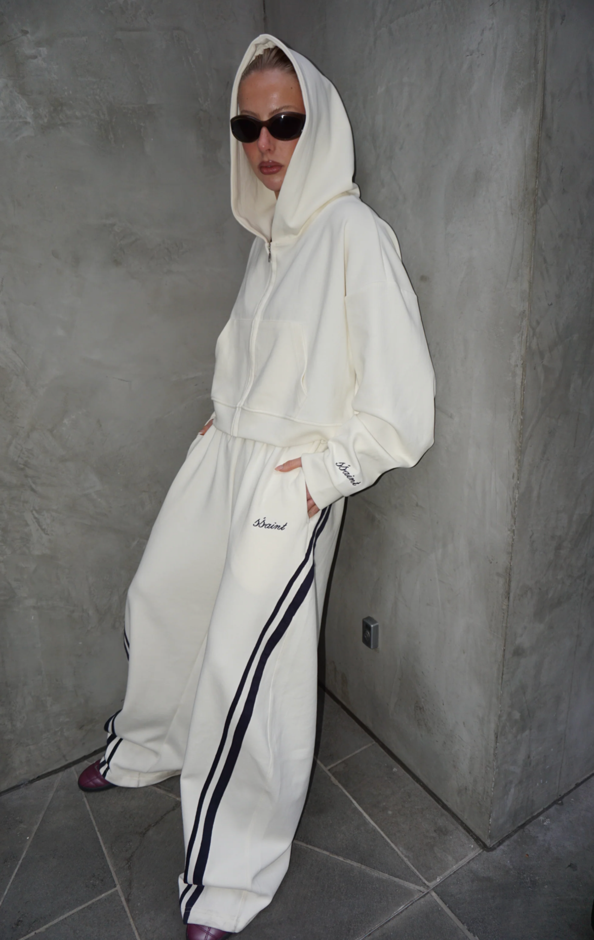 SŚAINT Barrel Trackpant - Butter/Navy