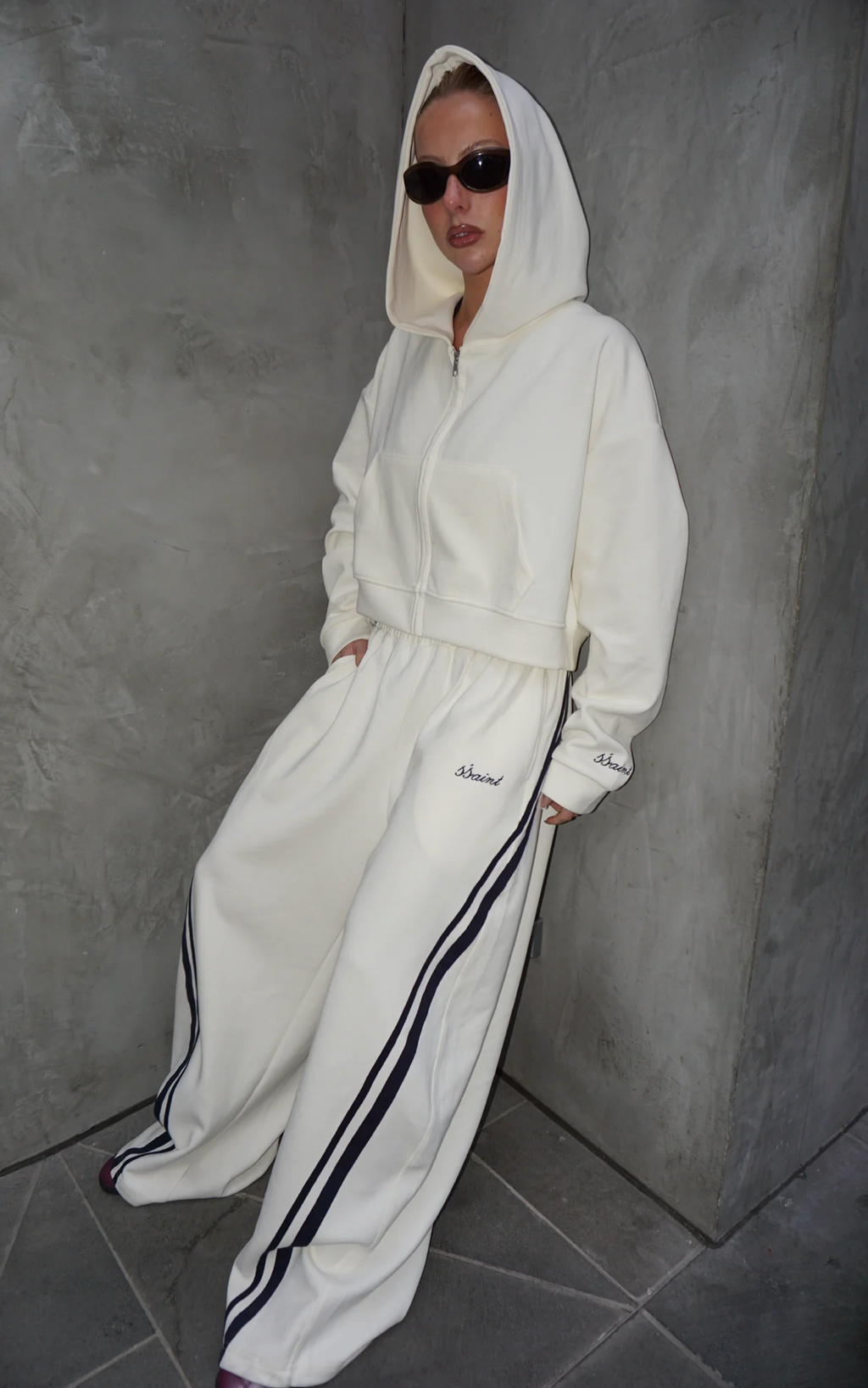 SŚAINT Barrel Trackpant - Butter/Navy