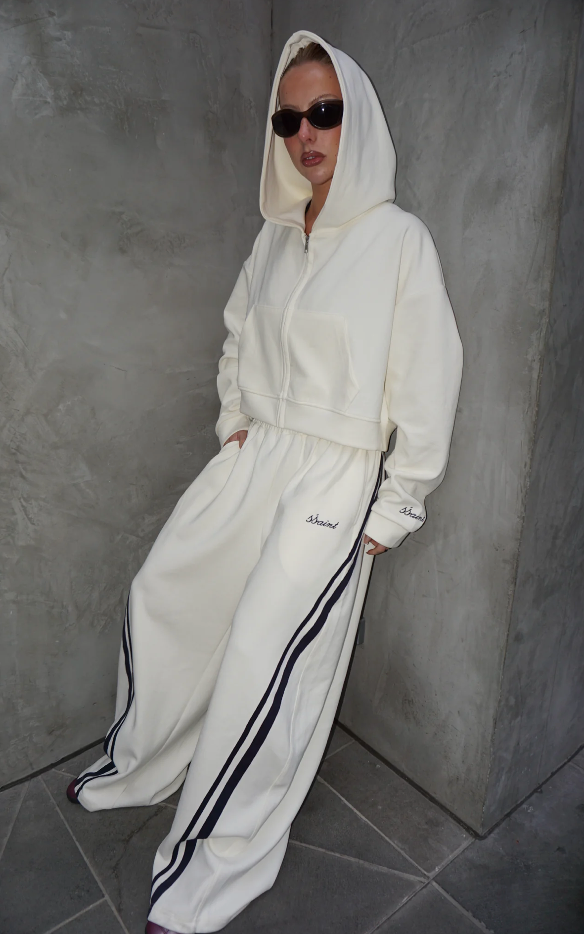 SŚAINT Barrel Trackpant - Butter/Navy