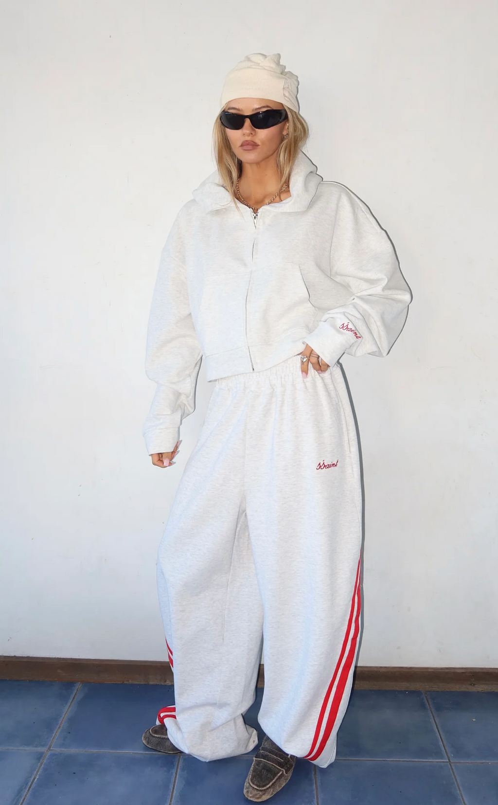 SŚAINT Barrel Trackpant - Grey/Red