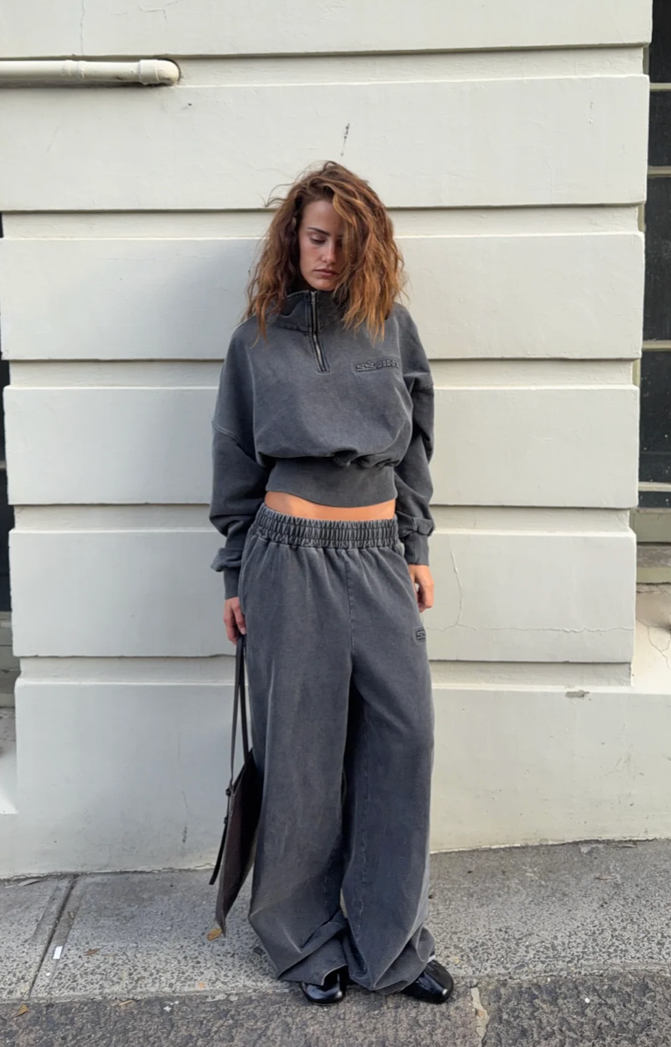 SŚAINT Acid Wash Cropped Jacket